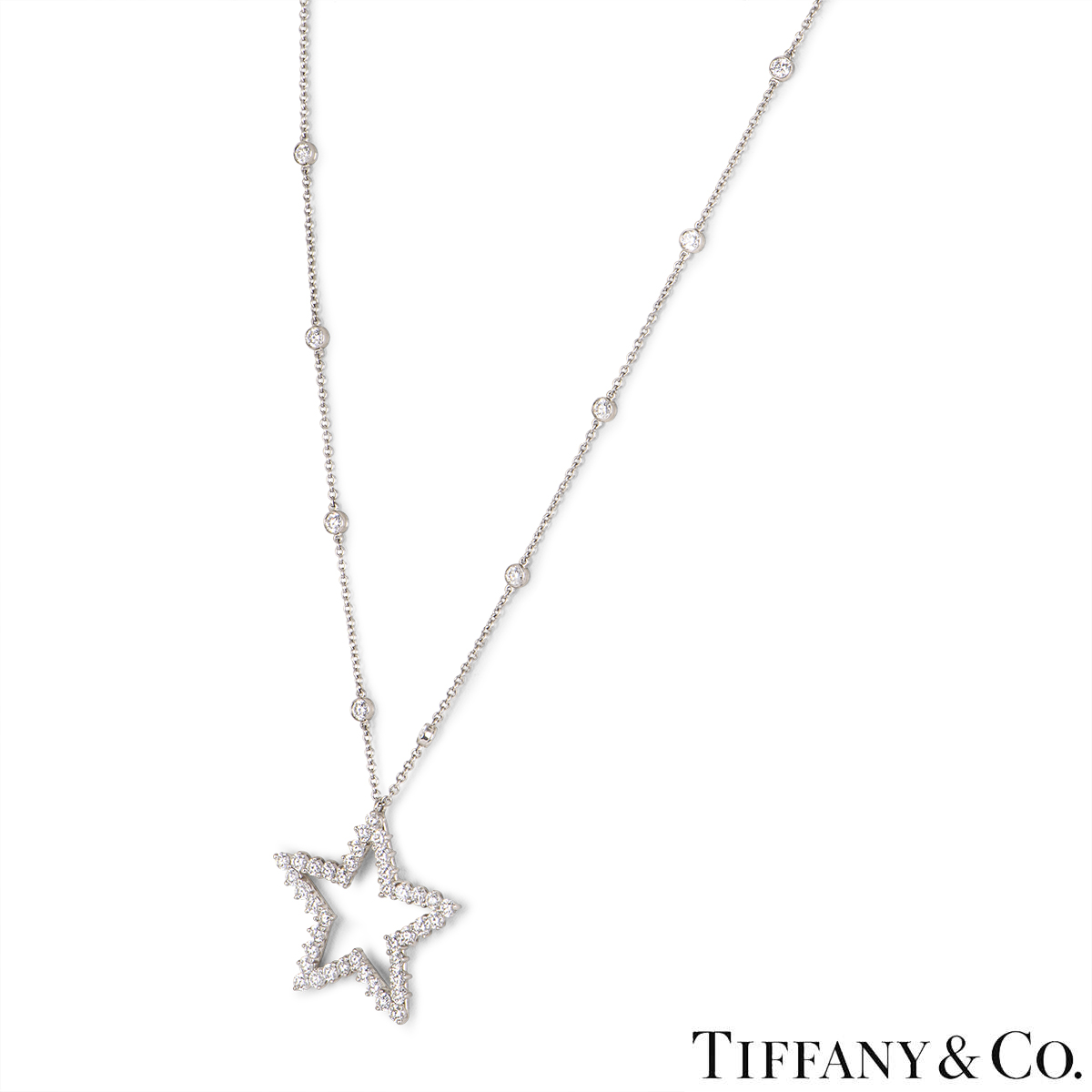 Tiffany & Co. Platinum Diamonds By The Yard Star Necklace